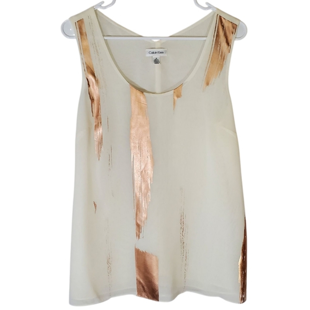 Calvin Klein Cream and Gold Tank Top